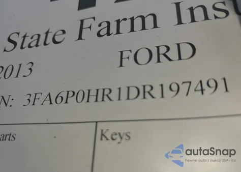 2013 Ford Fusion Se из США, поврежденный, VIN 3FA6P0HR1DR197491